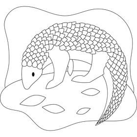 Pangolin outline black and white clipart