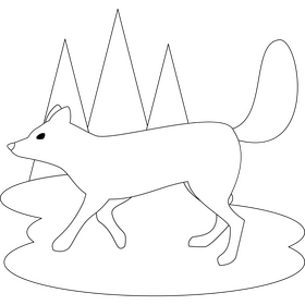 Arctic fox outline black and white clipart