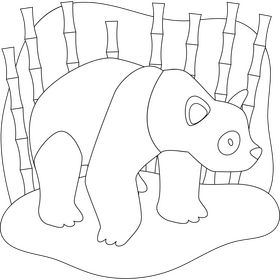 Panda outline black and white clipart