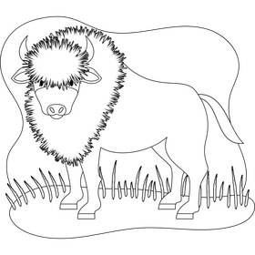 Bison outline black and white clipart