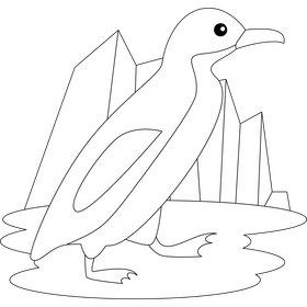 Fairy penguin outline black and white clipart