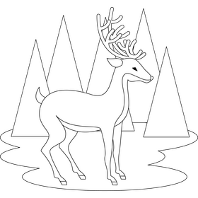 Reindeer outline black and white clipart