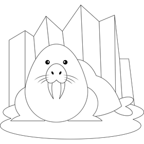 Walrus outline black and white clipart