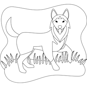 Husky outline black and white clipart