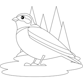 Snow bunting bird outline black and white clipart
