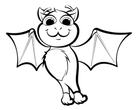 Bat black and white clipart