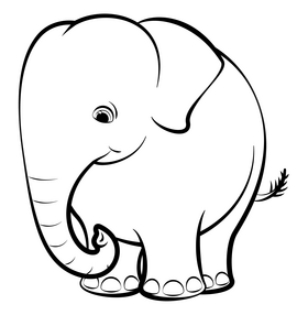 Elephant black and white clipart