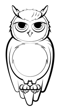 Horned owl black and white clipart