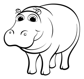 Hippo black and white clipart