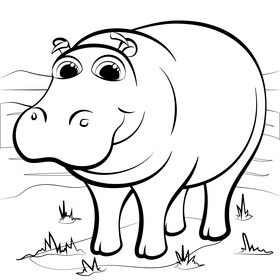 Hippo black and white vector