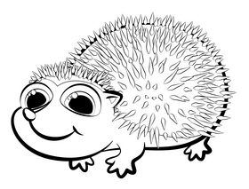 Hedgehog black and white clipart