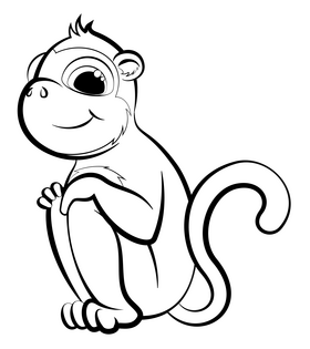 Monkey black and white clipart