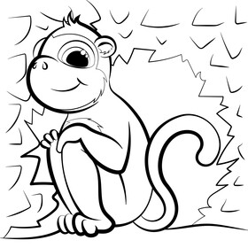 Monkey black and white vector