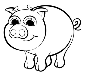 Pig black and white clipart