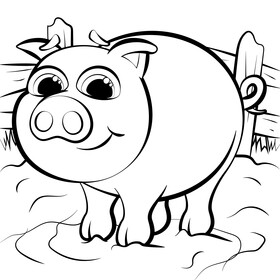 Pig black and white vector