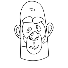 Cartoon gorilla head black and white clipart