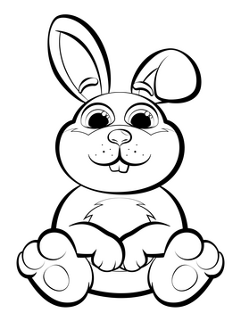 Rabbit jumping rope black and white clipart