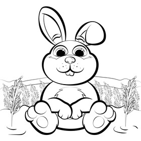Rabbit black and white vector