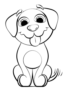 Cute dog black and white clipart