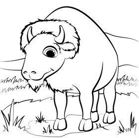 Bison cartoon black and white vector