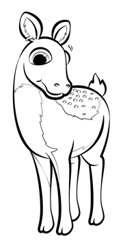 Deer cartoon black and white clipart
