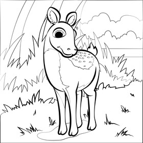 Deer cartoon black and white vector