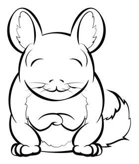 Chinchilla cartoon black and white clipart