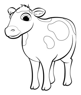 Cow cartoon black and white clipart