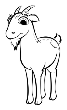 Goat cartoon black and white clipart