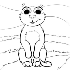 Meerkat cartoon black and white vector