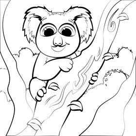 Koala cartoon black and white vector
