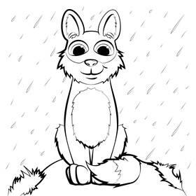 Fox cartoon black and white vector
