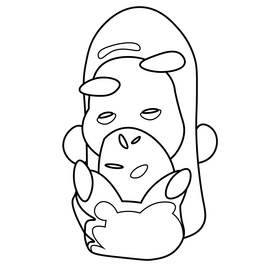 Gorilla thinking black and white clipart