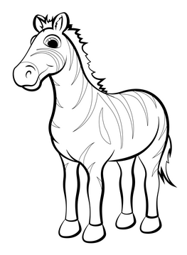 Zebra cartoon black and white clipart