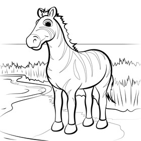 Zebra cartoon black and white vector