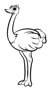 Ostrich cartoon drawing black and white clipart free download