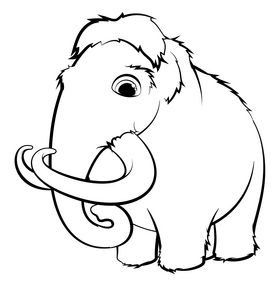 Mammoth cartoon black and white clipart
