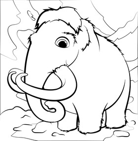 Mammoth cartoon black and white vector