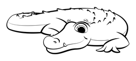 Alligator cartoon black and white clipart