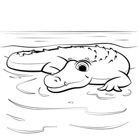 Alligator cartoon black and white vector