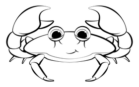 Crab cartoon black and white clipart