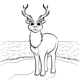 Stag cartoon black and white vector