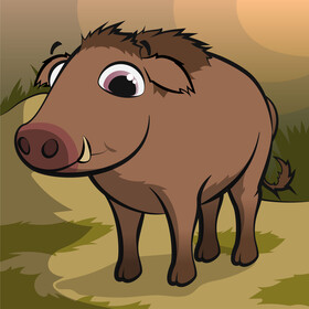 Wild boar cartoon vector