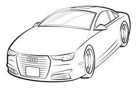 Audi A4 drawing black and white clipart