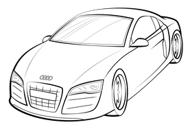 Audi R8 drawing black and white clipart