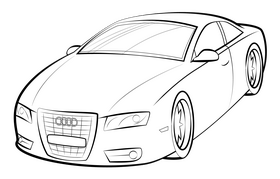 Audi A5 coupe drawing black and white clipart