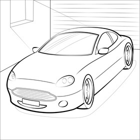 Aston Martin DB7 black and white vector