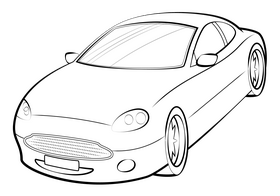 Aston Martin DB7 drawing black and white clipart