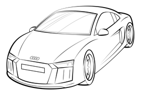 Audi R8 drawing black and white clipart