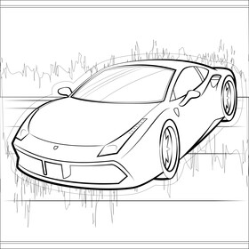 Ferrari F40 black and white vector